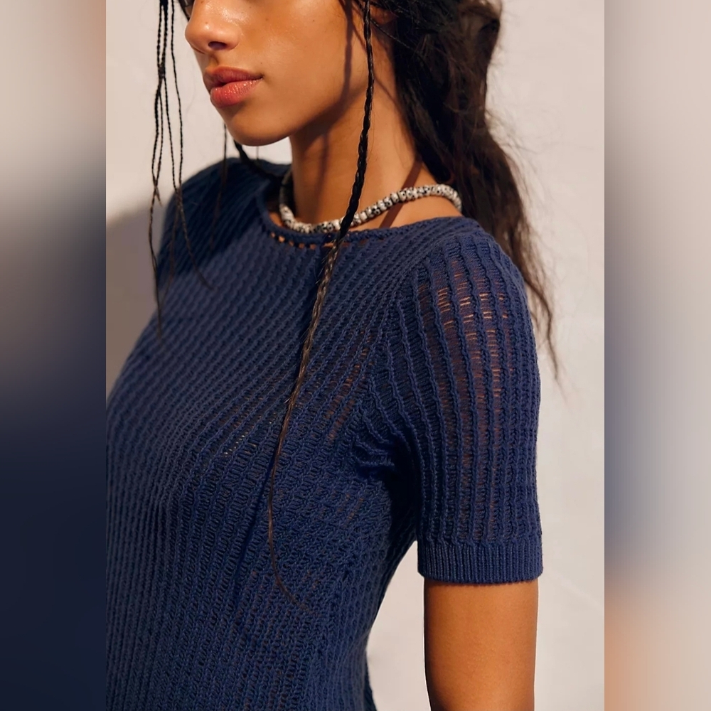 Free People Navy Sweater Mini Dress/Tunic - Picture 4 of 4